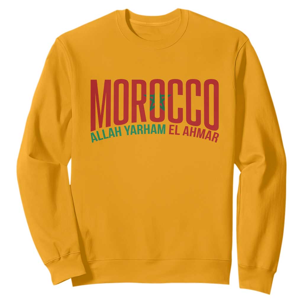 Morocco Flag Pride Allah Yarham El Ahmar Sweatshirt Moroccan Soccer Football Fans Gift TS02 Gold Print Your Wear