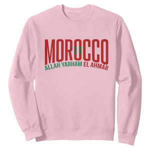 Morocco Flag Pride Allah Yarham El Ahmar Sweatshirt Moroccan Soccer Football Fans Gift TS02 Light Pink Print Your Wear