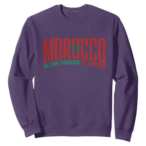 Morocco Flag Pride Allah Yarham El Ahmar Sweatshirt Moroccan Soccer Football Fans Gift TS02 Purple Print Your Wear