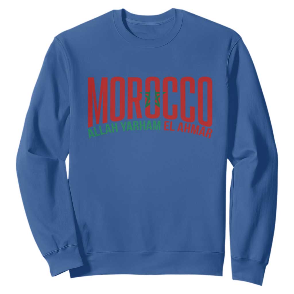 Morocco Flag Pride Allah Yarham El Ahmar Sweatshirt Moroccan Soccer Football Fans Gift TS02 Royal Blue Print Your Wear