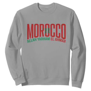Morocco Flag Pride Allah Yarham El Ahmar Sweatshirt Moroccan Soccer Football Fans Gift TS02 Sport Gray Print Your Wear