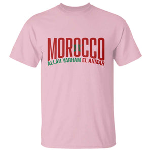 Morocco Flag Pride Allah Yarham El Ahmar T Shirt Moroccan Soccer Football Fans Gift TS02 Light Pink Print Your Wear