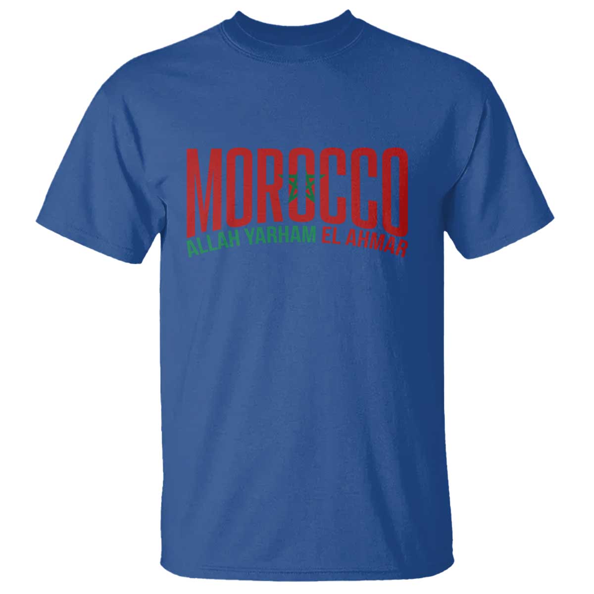 Morocco Flag Pride Allah Yarham El Ahmar T Shirt Moroccan Soccer Football Fans Gift TS02 Royal Blue Print Your Wear
