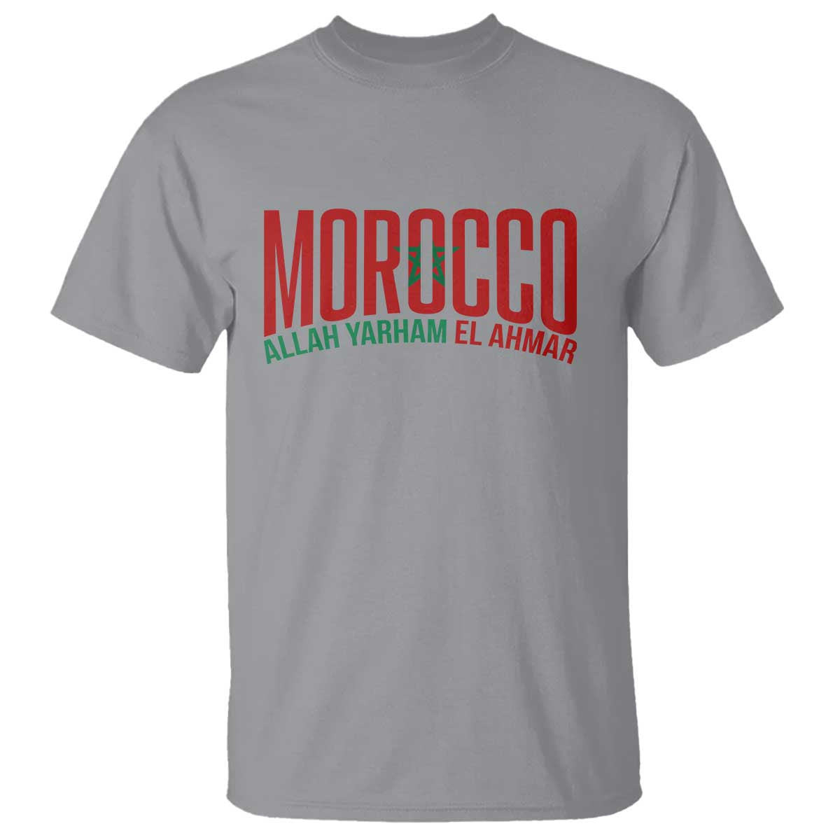 Morocco Flag Pride Allah Yarham El Ahmar T Shirt Moroccan Soccer Football Fans Gift TS02 Sport Gray Print Your Wear