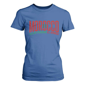 Morocco Flag Pride Allah Yarham El Ahmar T Shirt For Women Moroccan Soccer Football Fans Gift TS02 Royal Blue Print Your Wear