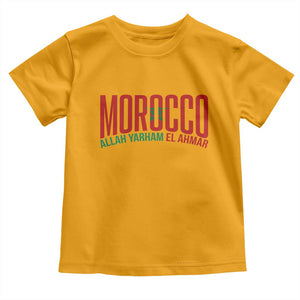Morocco Flag Pride Allah Yarham El Ahmar Toddler T Shirt Moroccan Soccer Football Fans Gift TS02 Gold Print Your Wear