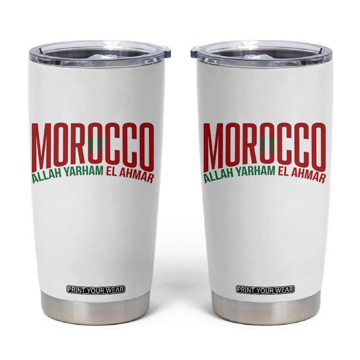 Morocco Flag Pride Allah Yarham El Ahmar Tumbler Cup Moroccan Soccer Football Fans Gift TS02 White Print Your Wear