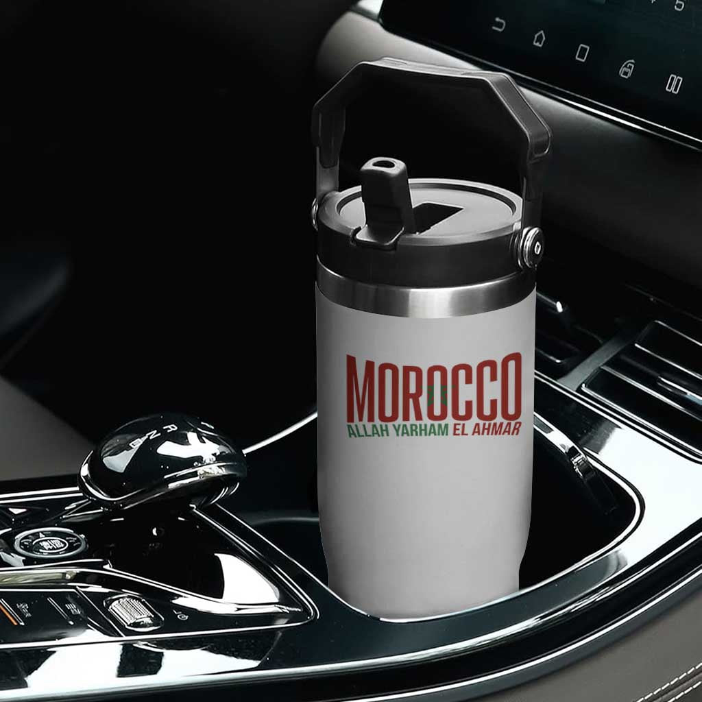 Morocco Flag Pride Allah Yarham El Ahmar Flip Straw Tumbler Moroccan Soccer Football Fans Gift TS02 Print Your Wear
