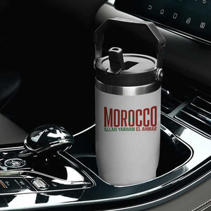 Morocco Flag Pride Allah Yarham El Ahmar Flip Straw Tumbler Moroccan Soccer Football Fans Gift TS02 Print Your Wear