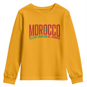 Morocco Flag Pride Allah Yarham El Ahmar Youth Sweatshirt Moroccan Soccer Football Fans Gift TS02 Gold Print Your Wear