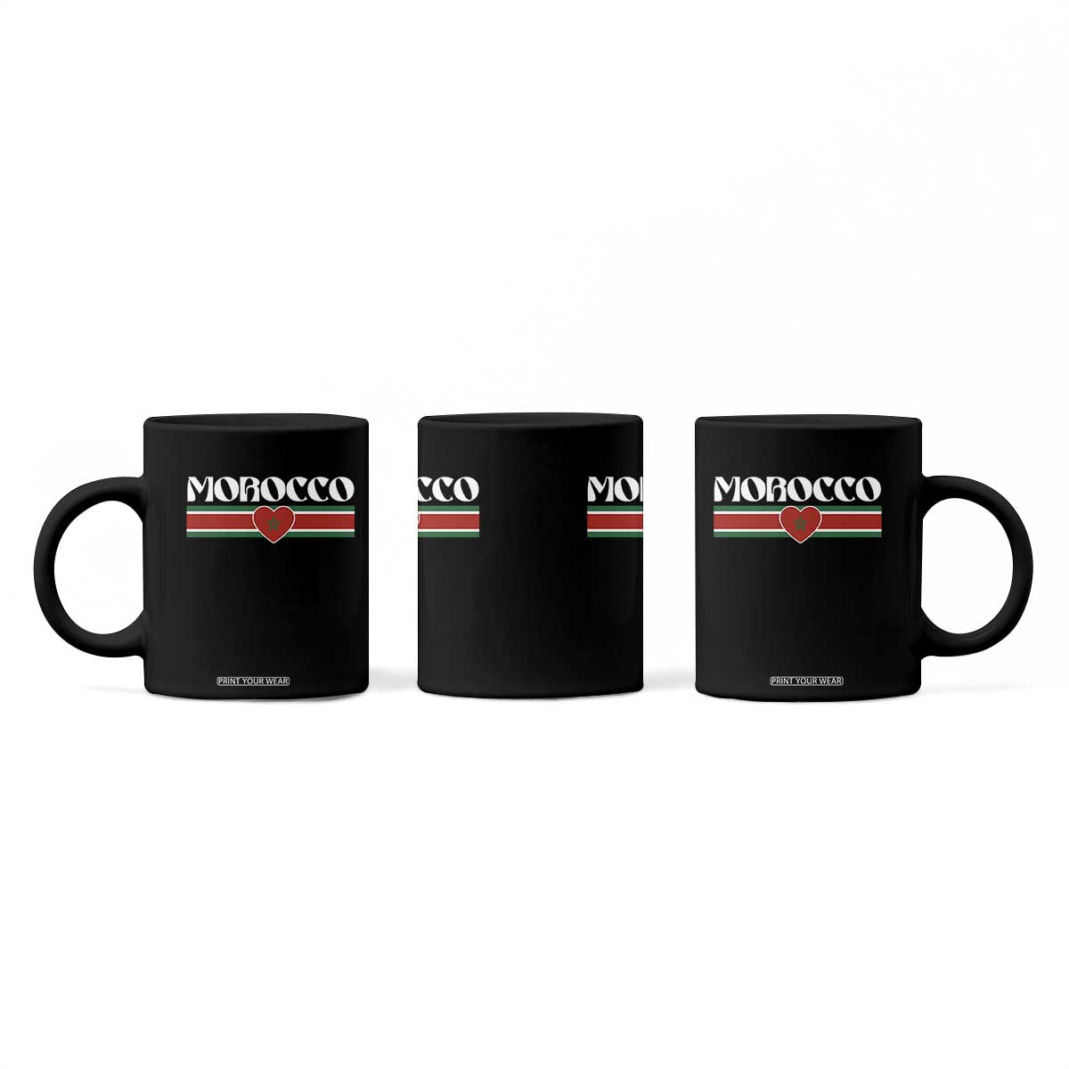 Love Morocco Retro Stripe Graphic Coffee Mug Maroc Moroccan Flag Heart TS02 Print Your Wear