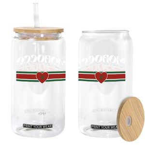 Love Morocco Retro Stripe Graphic Glass Can Maroc Moroccan Flag Heart TS02 Print Your Wear