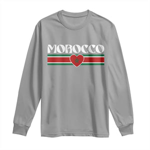 Love Morocco Retro Stripe Graphic Long Sleeve Shirt Maroc Moroccan Flag Heart TS02 Sport Gray Print Your Wear