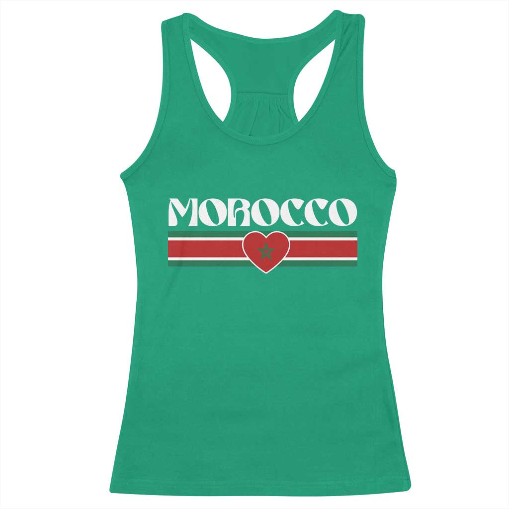 Love Morocco Retro Stripe Graphic Racerback Tank Top Maroc Moroccan Flag Heart TS02 Irish Green Print Your Wear