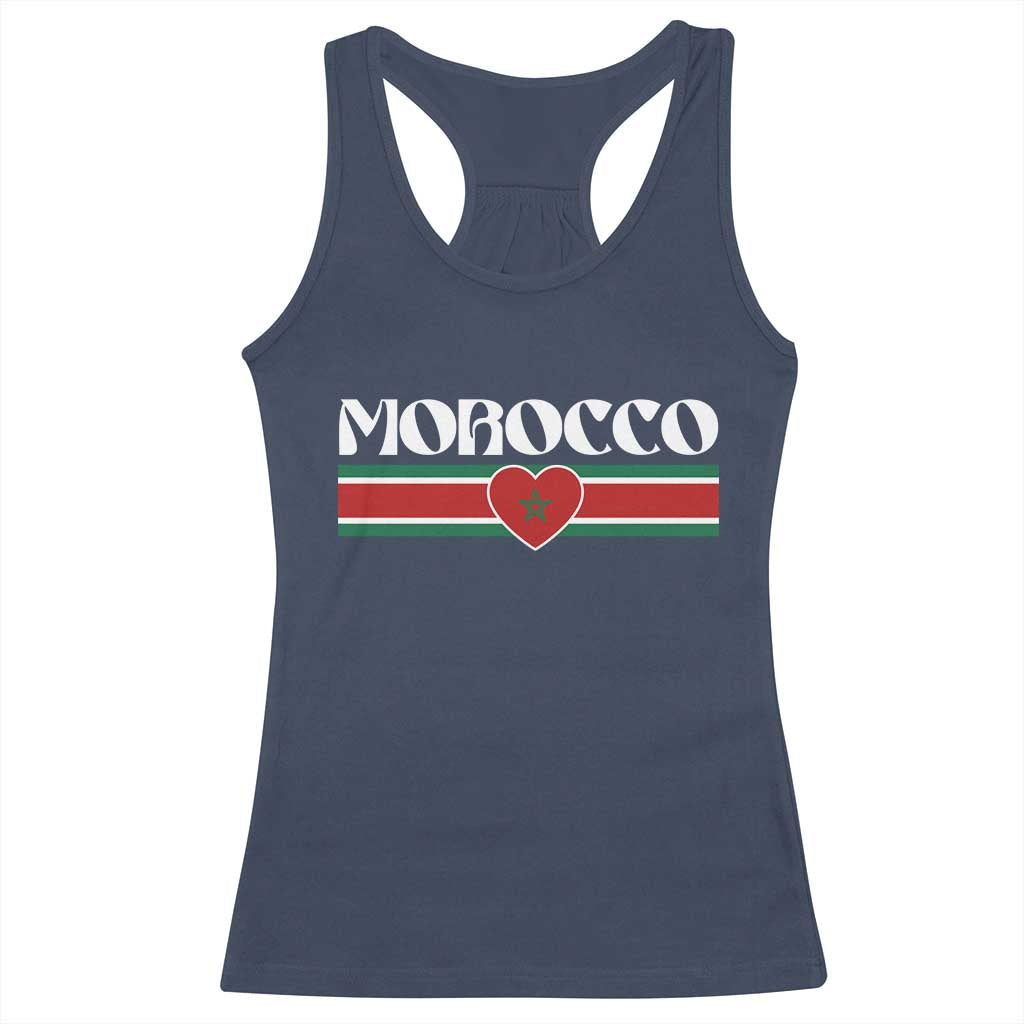 Love Morocco Retro Stripe Graphic Racerback Tank Top Maroc Moroccan Flag Heart TS02 Navy Print Your Wear
