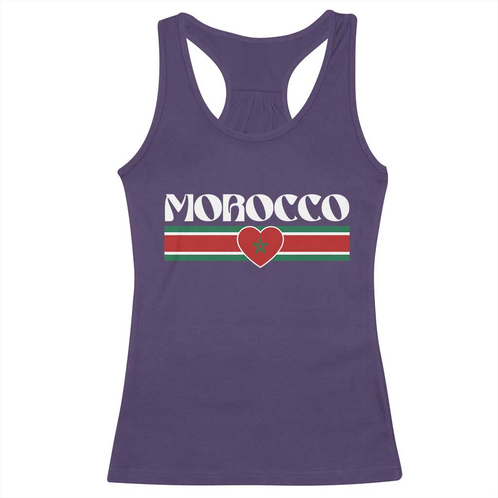 Love Morocco Retro Stripe Graphic Racerback Tank Top Maroc Moroccan Flag Heart TS02 Purple Print Your Wear