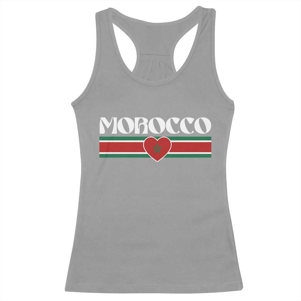 Love Morocco Retro Stripe Graphic Racerback Tank Top Maroc Moroccan Flag Heart TS02 Sport Gray Print Your Wear