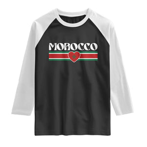 Love Morocco Retro Stripe Graphic Raglan Shirt Maroc Moroccan Flag Heart TS02 Black White Print Your Wear