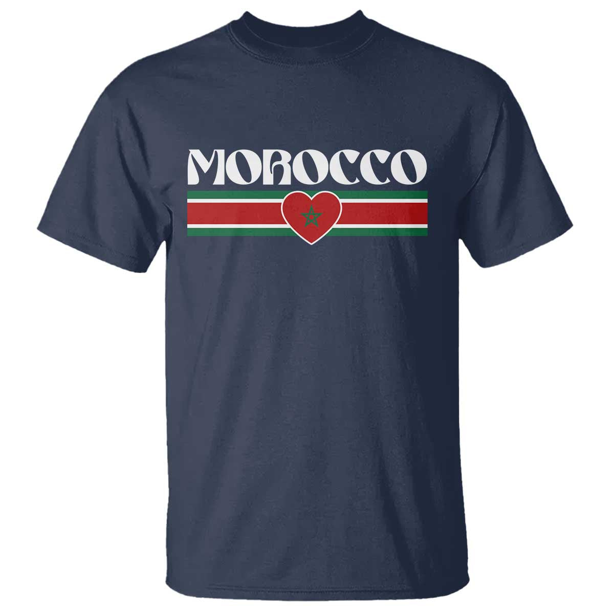 Love Morocco Retro Stripe Graphic T Shirt Maroc Moroccan Flag Heart TS02 Navy Print Your Wear
