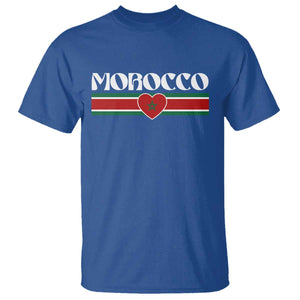 Love Morocco Retro Stripe Graphic T Shirt Maroc Moroccan Flag Heart TS02 Royal Blue Print Your Wear