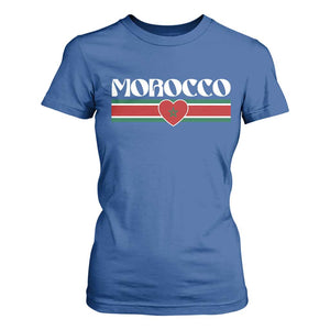 Love Morocco Retro Stripe Graphic T Shirt For Women Maroc Moroccan Flag Heart TS02 Royal Blue Print Your Wear