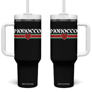 Love Morocco Retro Stripe Graphic Tumbler With Handle Maroc Moroccan Flag Heart TS02 One Size: 40 oz Black Print Your Wear