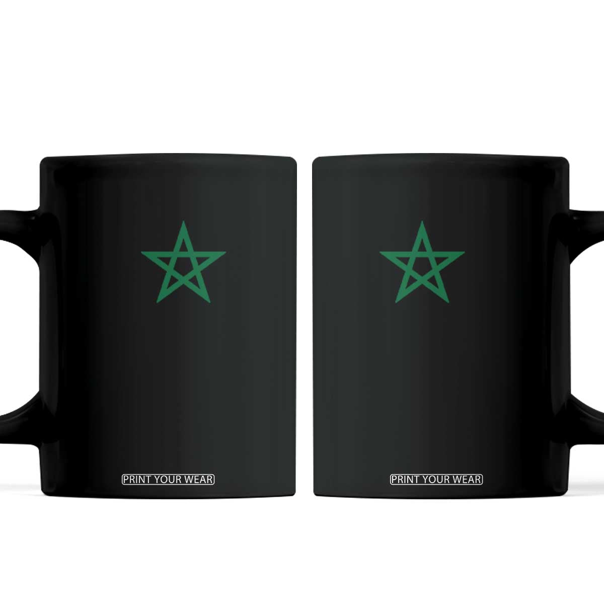 Minimalist Morocco Flag Star Coffee Mug Proud Moroccan Heritage Cultural Roots Pride TS02 Black Print Your Wear