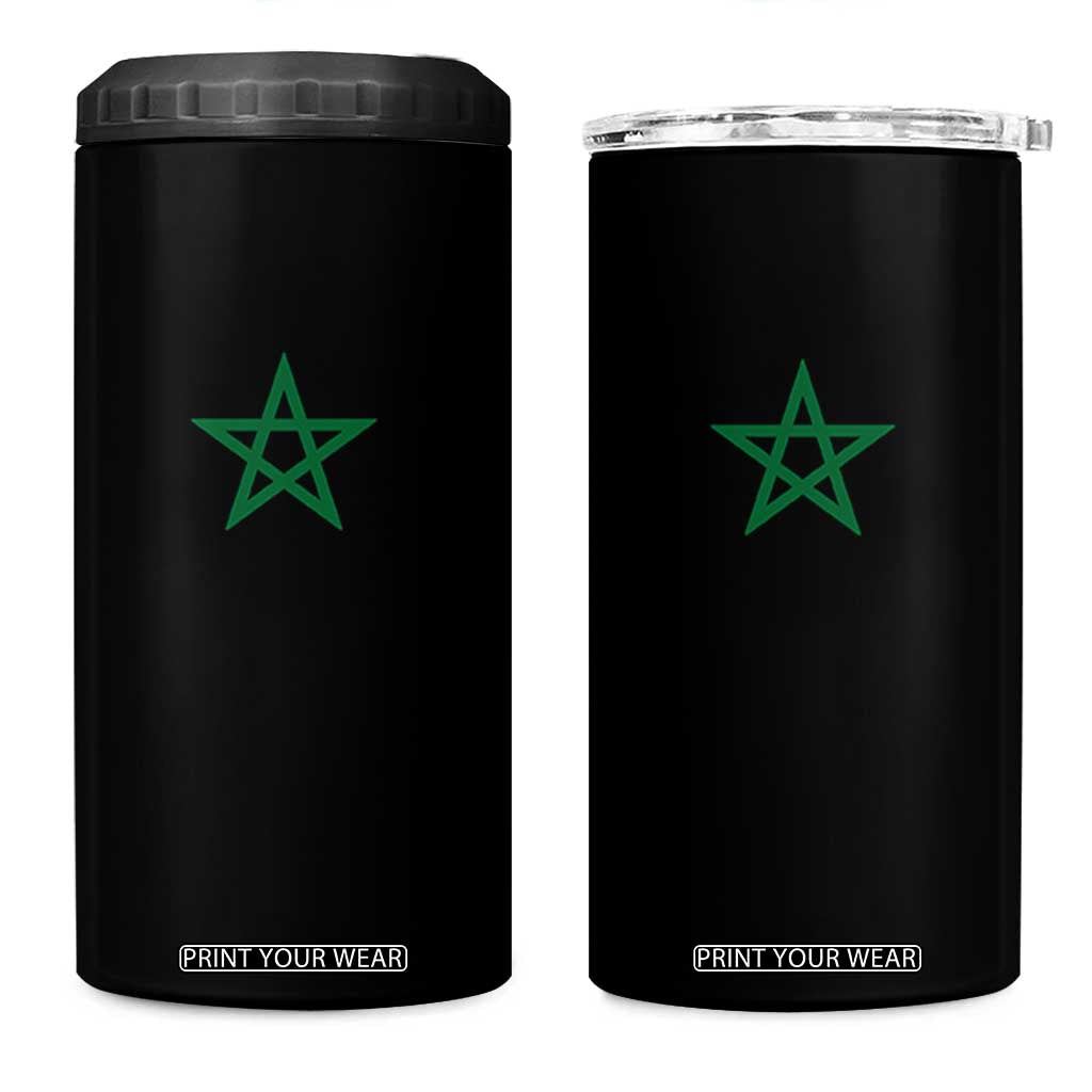 Minimalist Morocco Flag Star 4 in 1 Can Cooler Tumbler Proud Moroccan Heritage Cultural Roots Pride TS02 One Size: 16 oz Black Print Your Wear