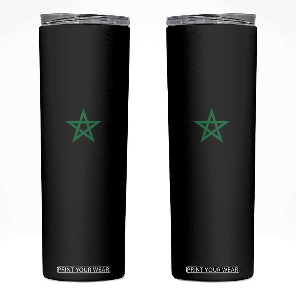Minimalist Morocco Flag Star Skinny Tumbler Proud Moroccan Heritage Cultural Roots Pride TS02 Black Print Your Wear