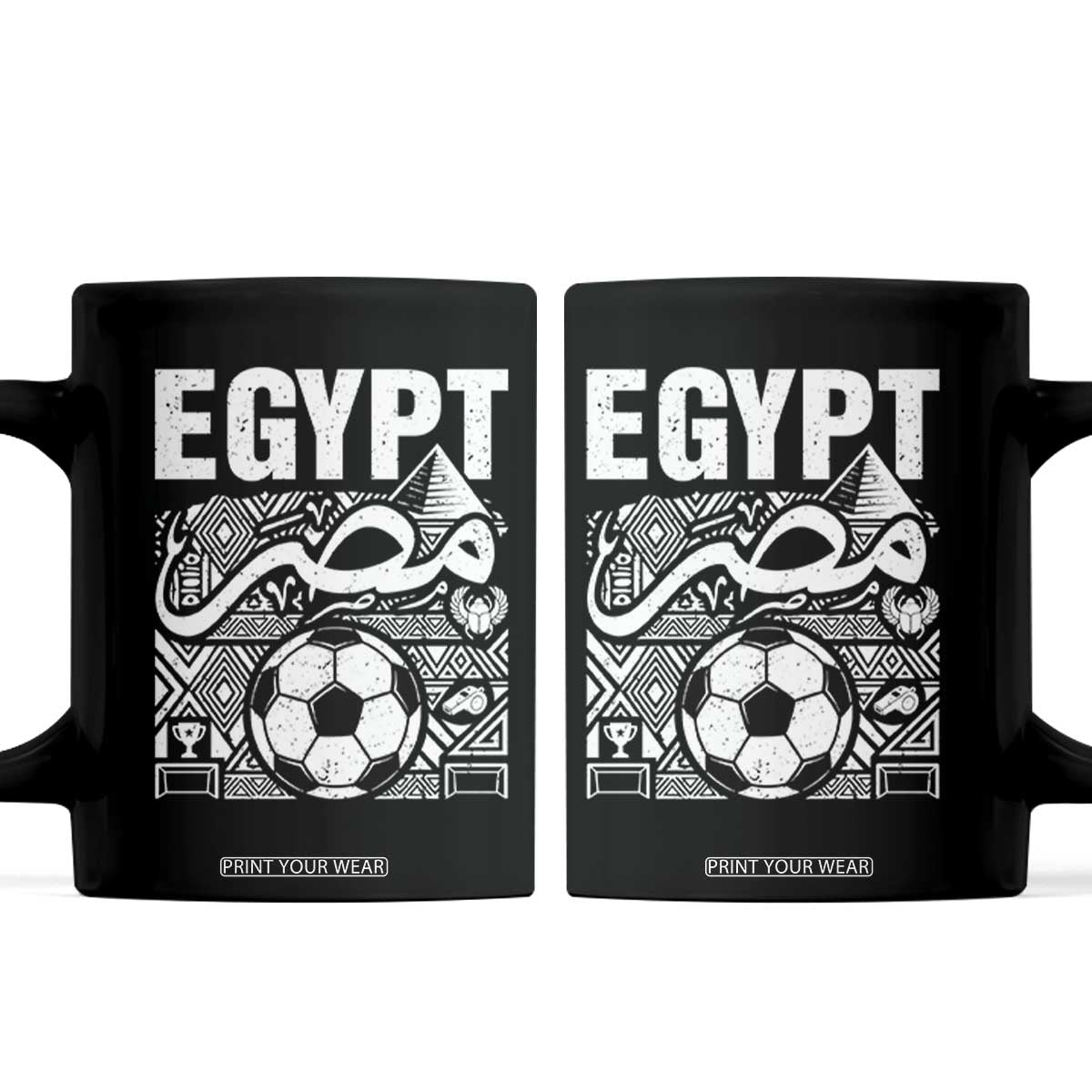 Egypt Soccer Misr Pride Arabic Calligraphy Coffee Mug Egyptian Football Fans Ancient Pyramid Heritage Graphic TS02 Black Print Your Wear