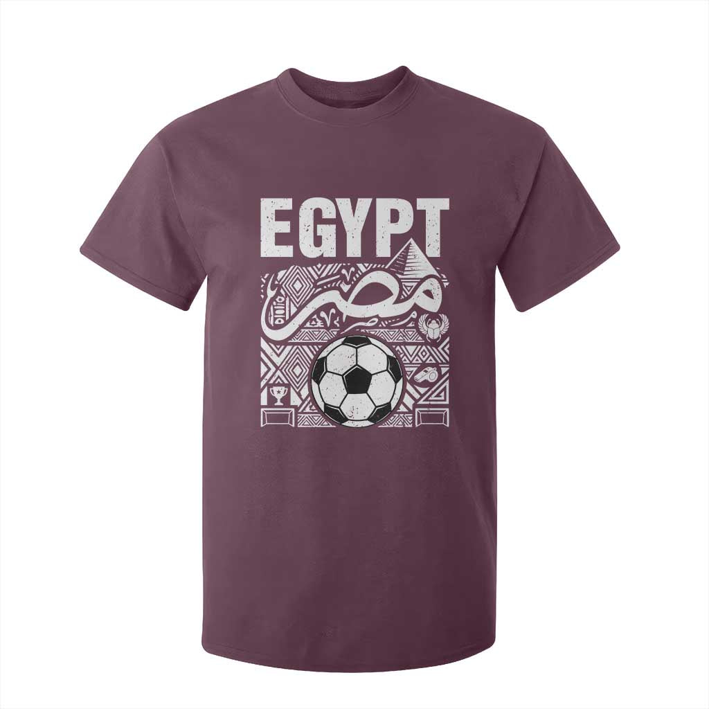 Egypt Soccer Misr Pride Arabic Calligraphy T Shirt For Kid Egyptian Football Fans Ancient Pyramid Heritage Graphic TS02 Maroon Print Your Wear