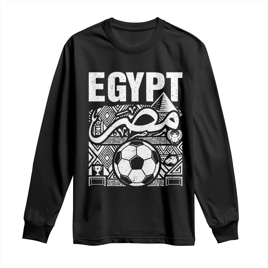 Egypt Soccer Misr Pride Arabic Calligraphy Long Sleeve Shirt Egyptian Football Fans Ancient Pyramid Heritage Graphic TS02 Black Print Your Wear