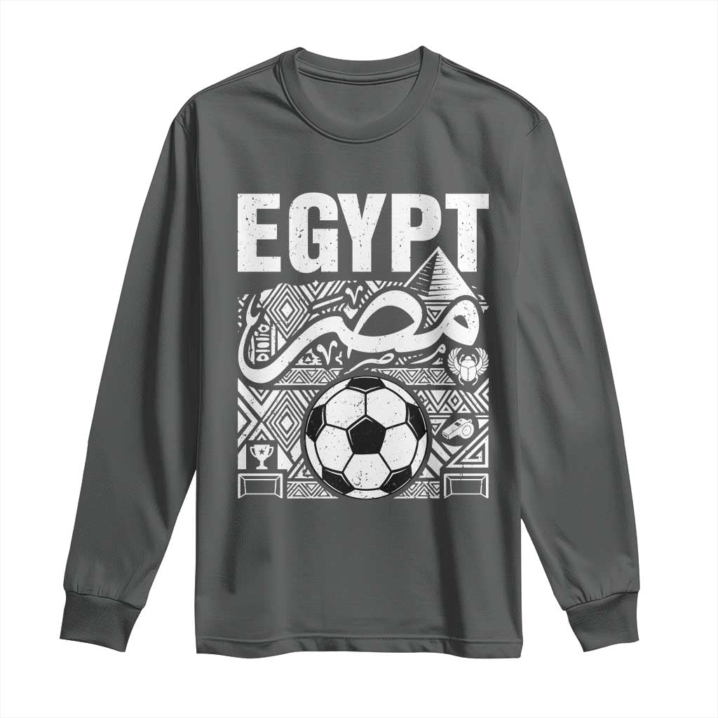 Egypt Soccer Misr Pride Arabic Calligraphy Long Sleeve Shirt Egyptian Football Fans Ancient Pyramid Heritage Graphic TS02 S Dark Heather Print Your Wear