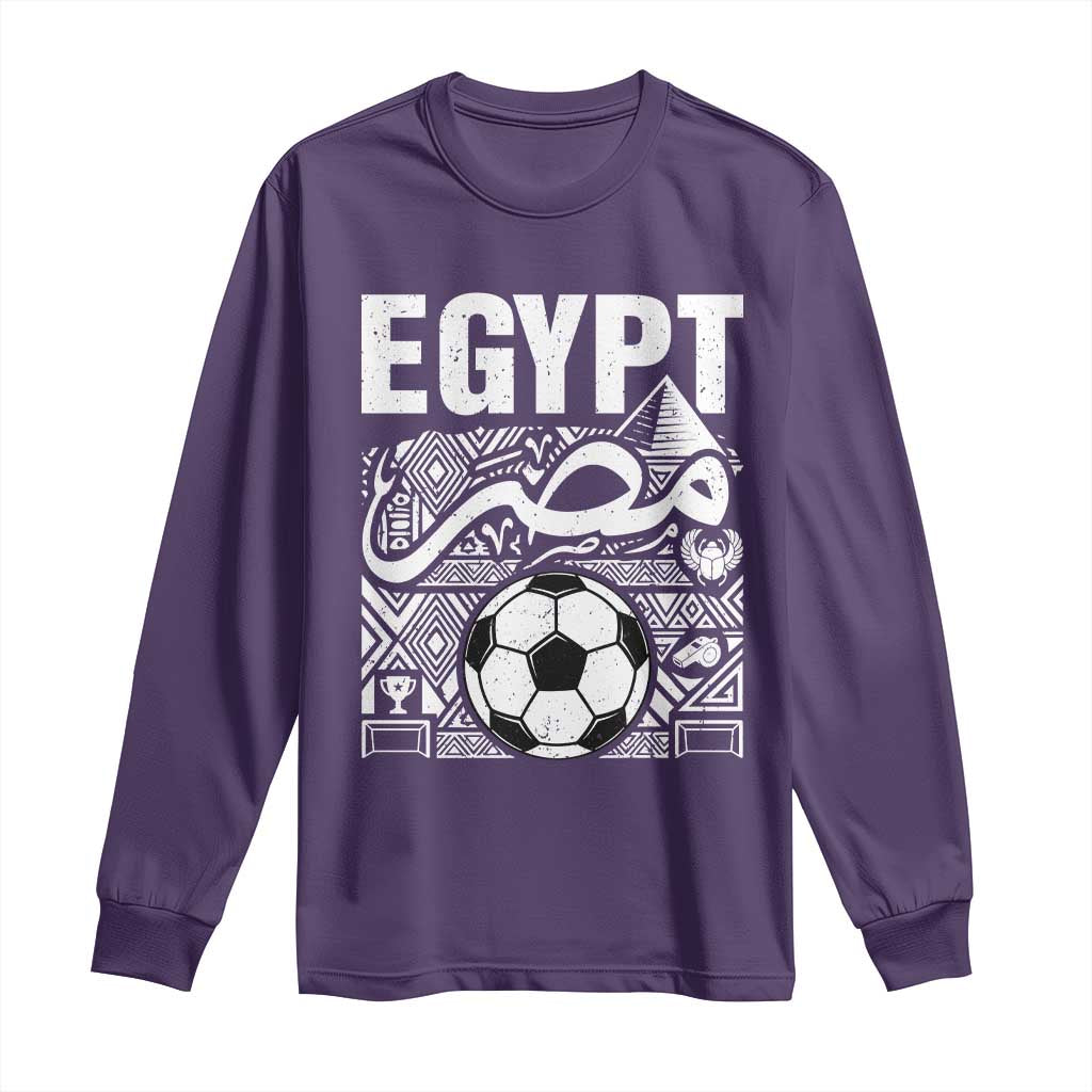 Egypt Soccer Misr Pride Arabic Calligraphy Long Sleeve Shirt Egyptian Football Fans Ancient Pyramid Heritage Graphic TS02 Purple Print Your Wear