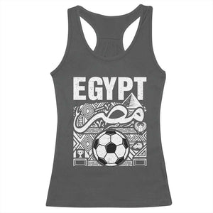 Egypt Soccer Misr Pride Arabic Calligraphy Racerback Tank Top Egyptian Football Fans Ancient Pyramid Heritage Graphic TS02 Dark Heather Print Your Wear