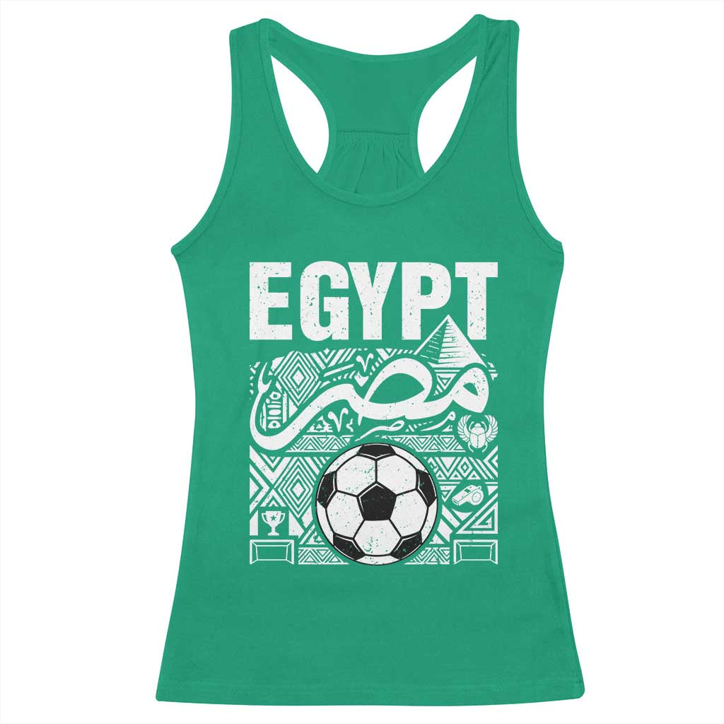 Egypt Soccer Misr Pride Arabic Calligraphy Racerback Tank Top Egyptian Football Fans Ancient Pyramid Heritage Graphic TS02 Irish Green Print Your Wear