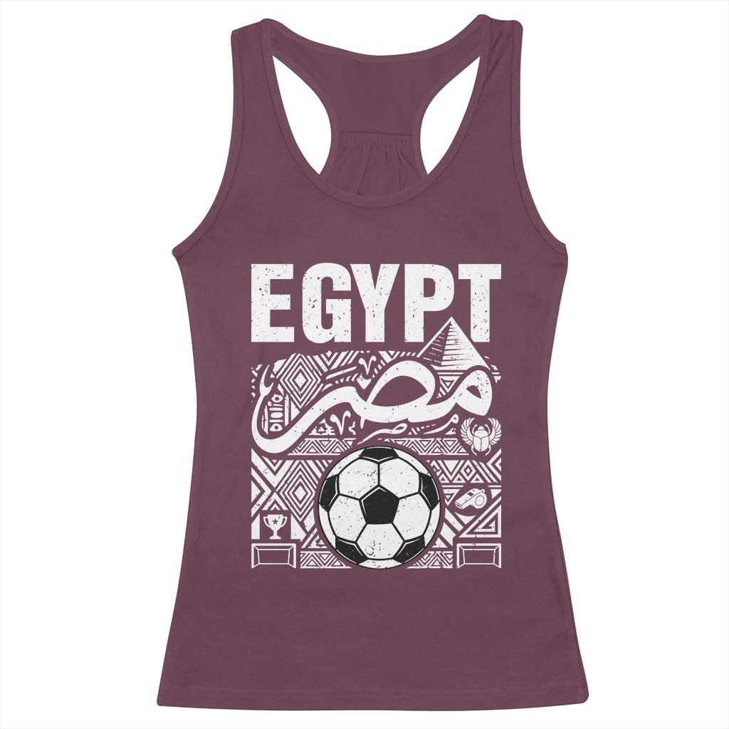 Egypt Soccer Misr Pride Arabic Calligraphy Racerback Tank Top Egyptian Football Fans Ancient Pyramid Heritage Graphic TS02 Maroon Print Your Wear