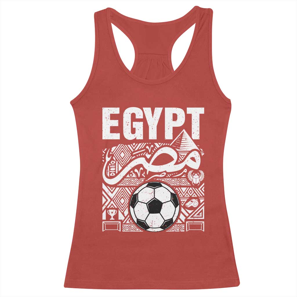 Egypt Soccer Misr Pride Arabic Calligraphy Racerback Tank Top Egyptian Football Fans Ancient Pyramid Heritage Graphic TS02 Red Print Your Wear
