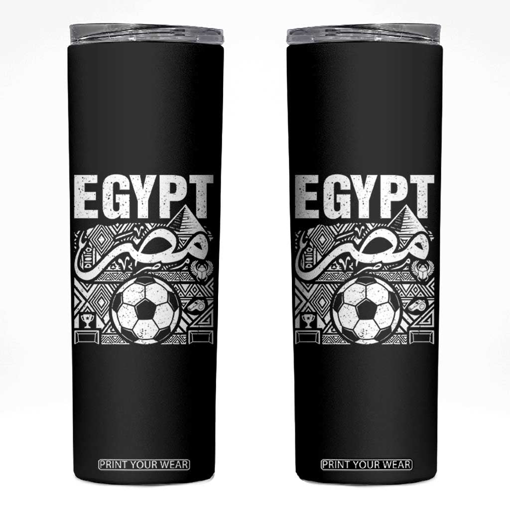 Egypt Soccer Misr Pride Arabic Calligraphy Skinny Tumbler Egyptian Football Fans Ancient Pyramid Heritage Graphic TS02 Black Print Your Wear