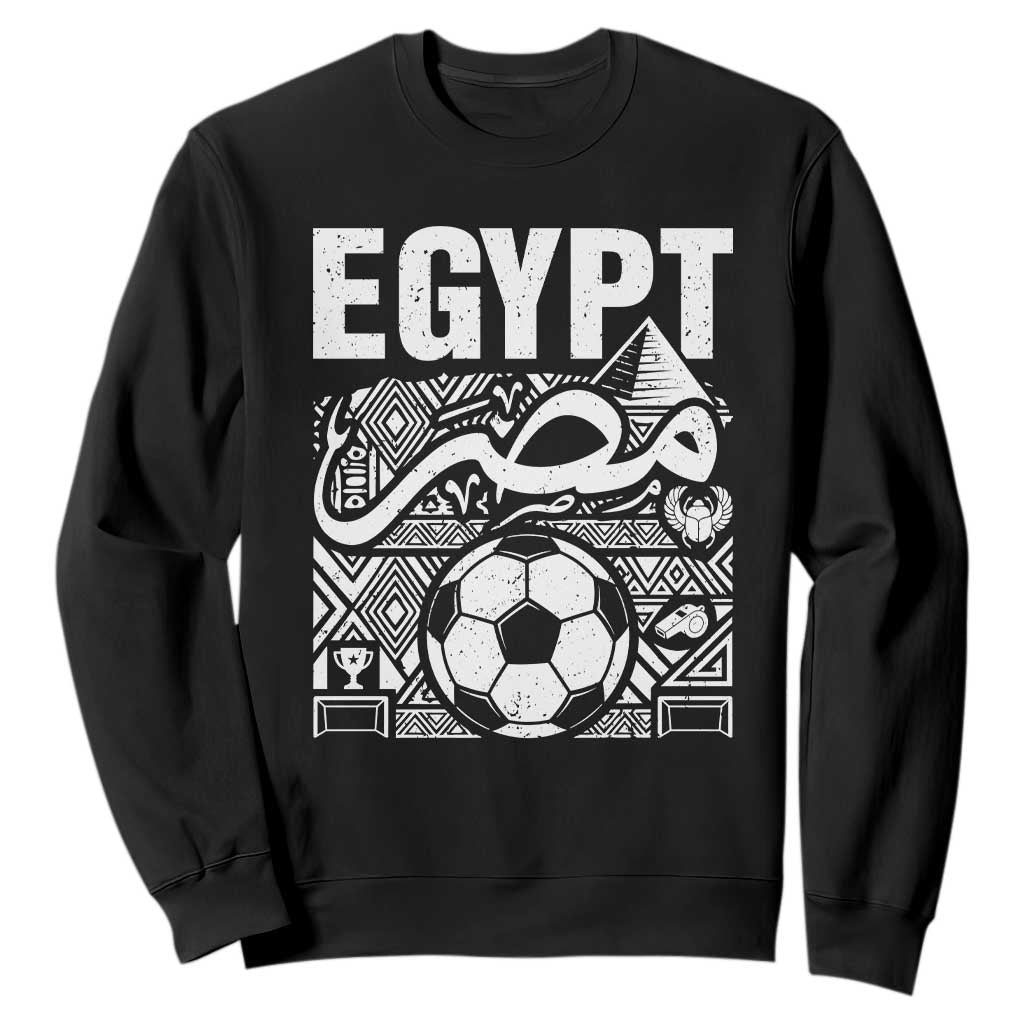 Egypt Soccer Misr Pride Arabic Calligraphy Sweatshirt Egyptian Football Fans Ancient Pyramid Heritage Graphic TS02 Black Print Your Wear