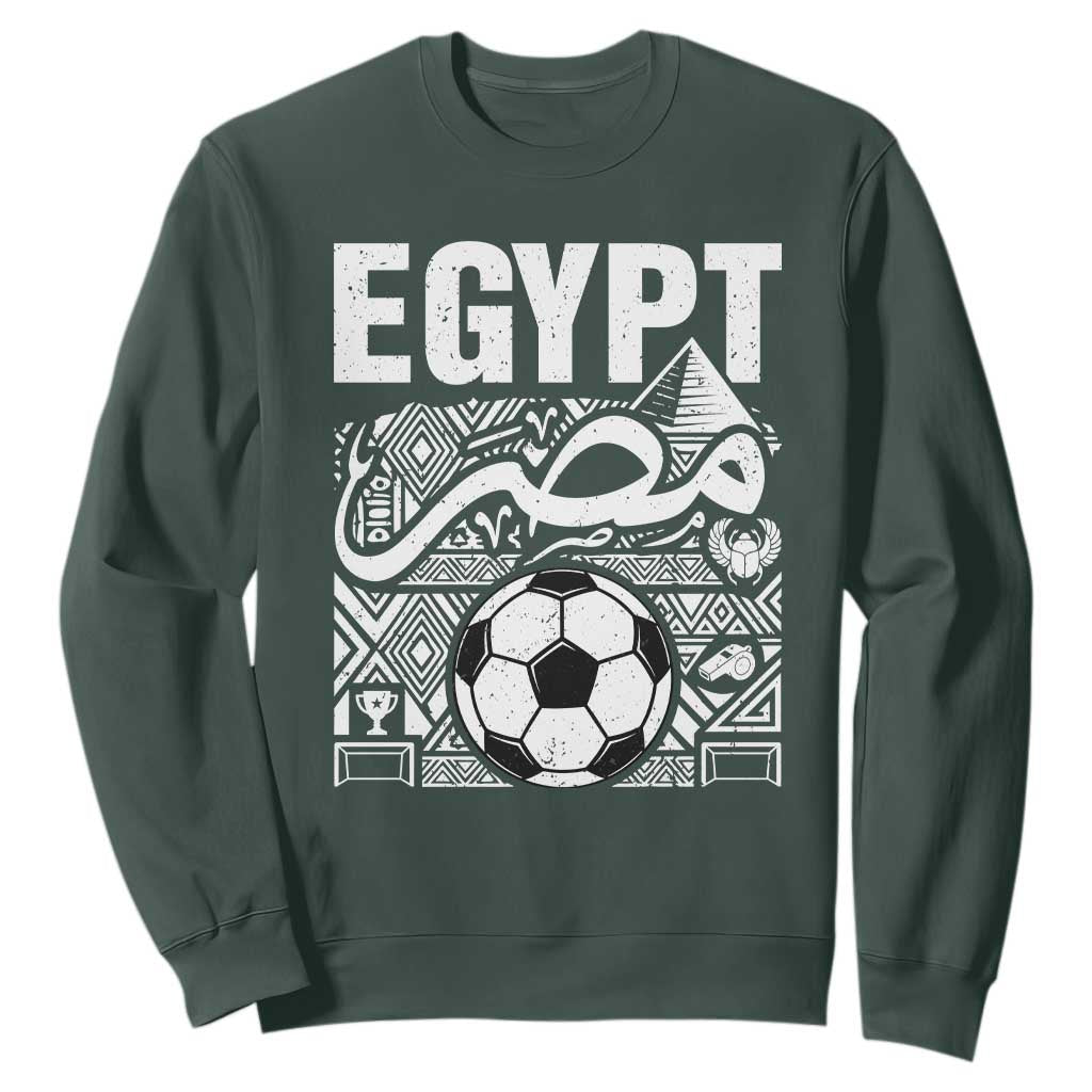Egypt Soccer Misr Pride Arabic Calligraphy Sweatshirt Egyptian Football Fans Ancient Pyramid Heritage Graphic TS02 Dark Forest Green Print Your Wear