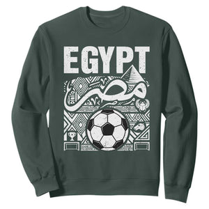 Egypt Soccer Misr Pride Arabic Calligraphy Sweatshirt Egyptian Football Fans Ancient Pyramid Heritage Graphic TS02 Dark Forest Green Print Your Wear