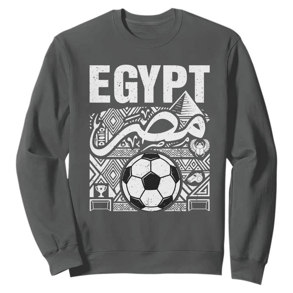 Egypt Soccer Misr Pride Arabic Calligraphy Sweatshirt Egyptian Football Fans Ancient Pyramid Heritage Graphic TS02 S Dark Heather Print Your Wear