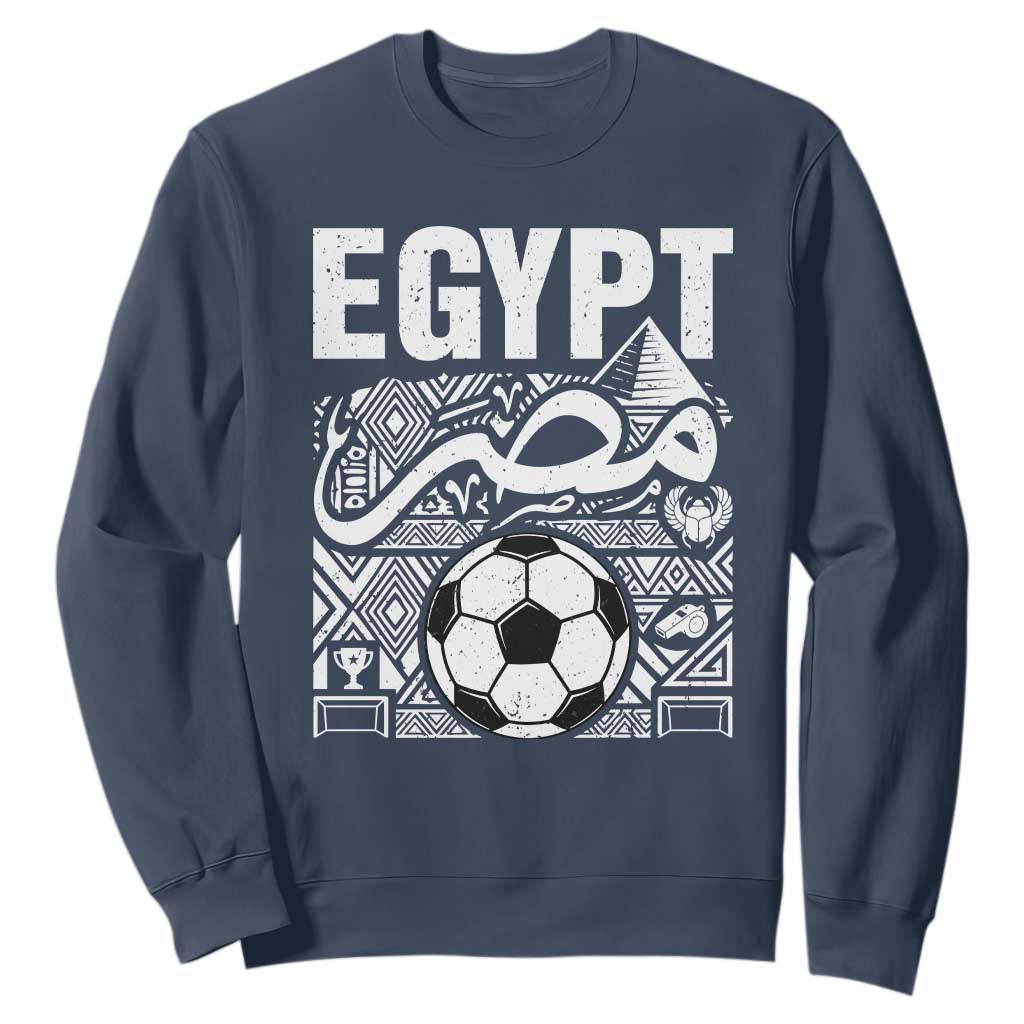 Egypt Soccer Misr Pride Arabic Calligraphy Sweatshirt Egyptian Football Fans Ancient Pyramid Heritage Graphic TS02 Navy Print Your Wear