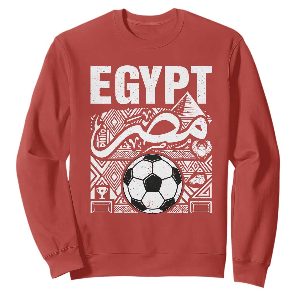 Egypt Soccer Misr Pride Arabic Calligraphy Sweatshirt Egyptian Football Fans Ancient Pyramid Heritage Graphic TS02 Red Print Your Wear