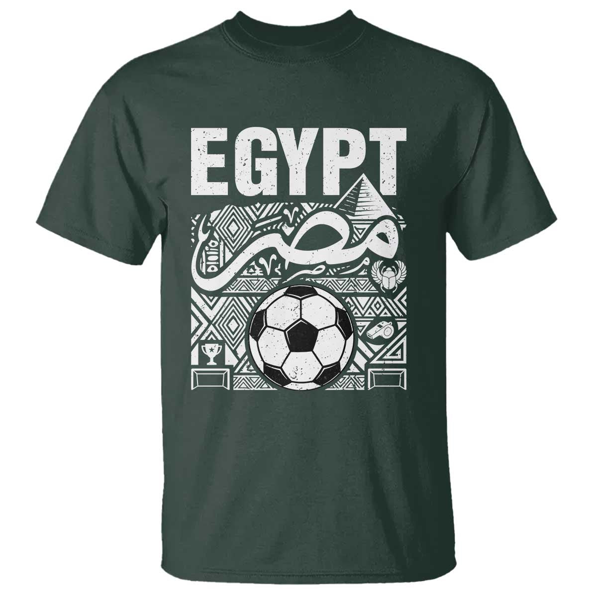 Egypt Soccer Misr Pride Arabic Calligraphy T Shirt Egyptian Football Fans Ancient Pyramid Heritage Graphic TS02 Dark Forest Green Print Your Wear