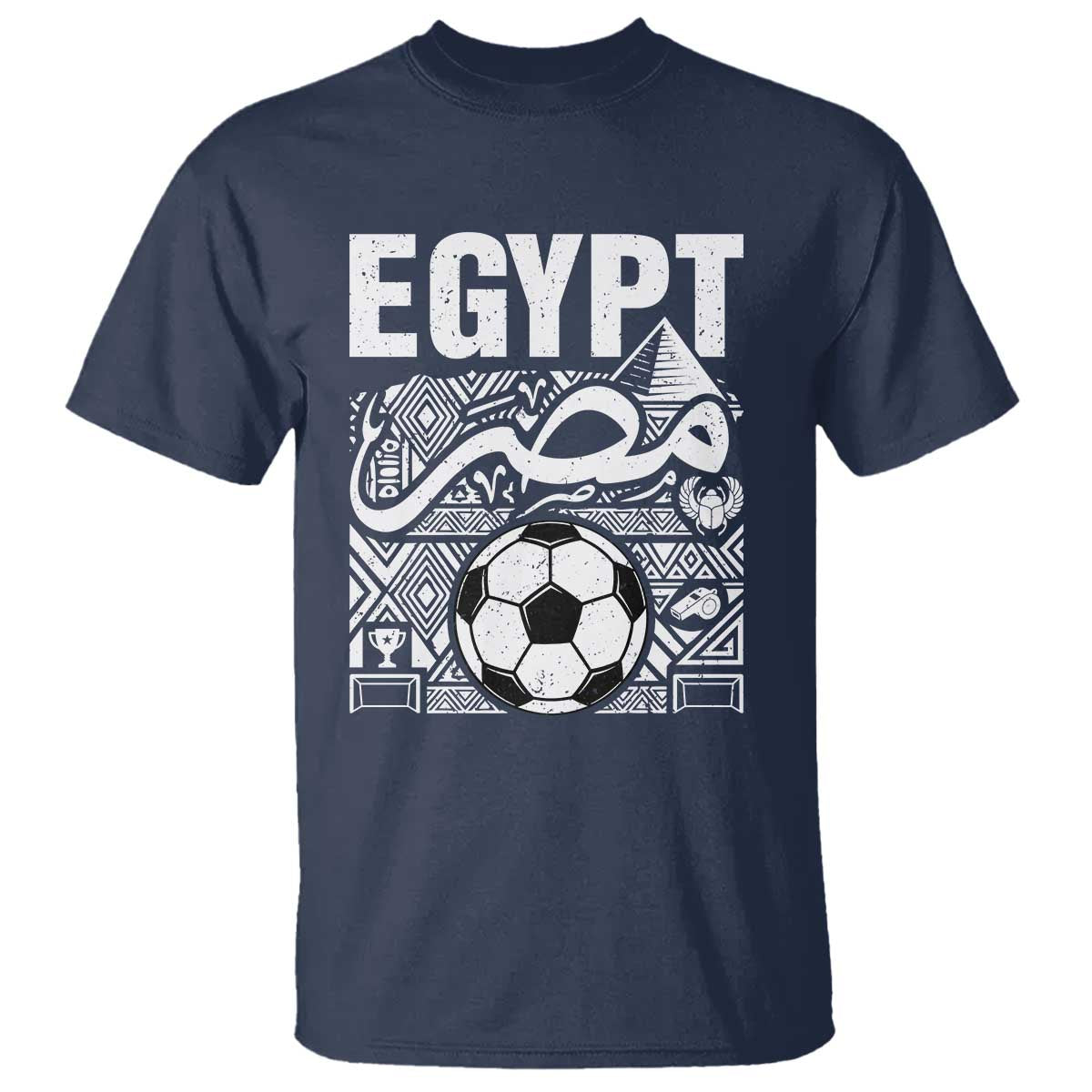 Egypt Soccer Misr Pride Arabic Calligraphy T Shirt Egyptian Football Fans Ancient Pyramid Heritage Graphic TS02 Navy Print Your Wear