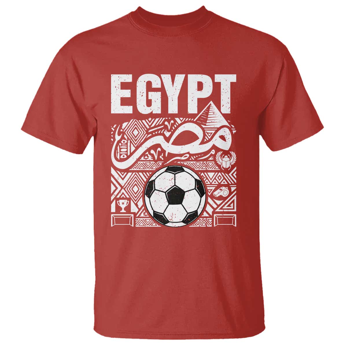 Egypt Soccer Misr Pride Arabic Calligraphy T Shirt Egyptian Football Fans Ancient Pyramid Heritage Graphic TS02 Red Print Your Wear