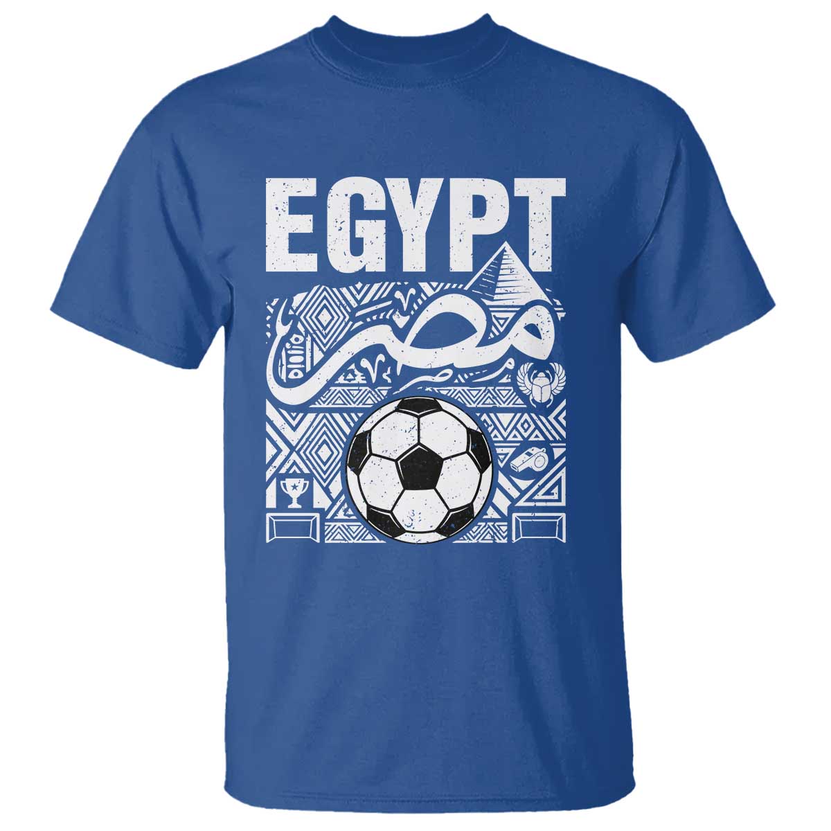 Egypt Soccer Misr Pride Arabic Calligraphy T Shirt Egyptian Football Fans Ancient Pyramid Heritage Graphic TS02 Royal Blue Print Your Wear