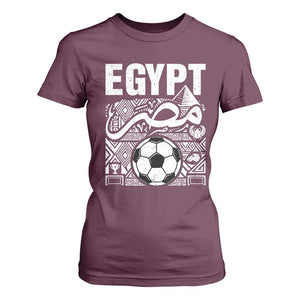 Egypt Soccer Misr Pride Arabic Calligraphy T Shirt For Women Egyptian Football Fans Ancient Pyramid Heritage Graphic TS02 Maroon Print Your Wear
